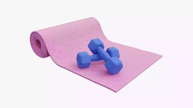 Dumbbells and yoga mat