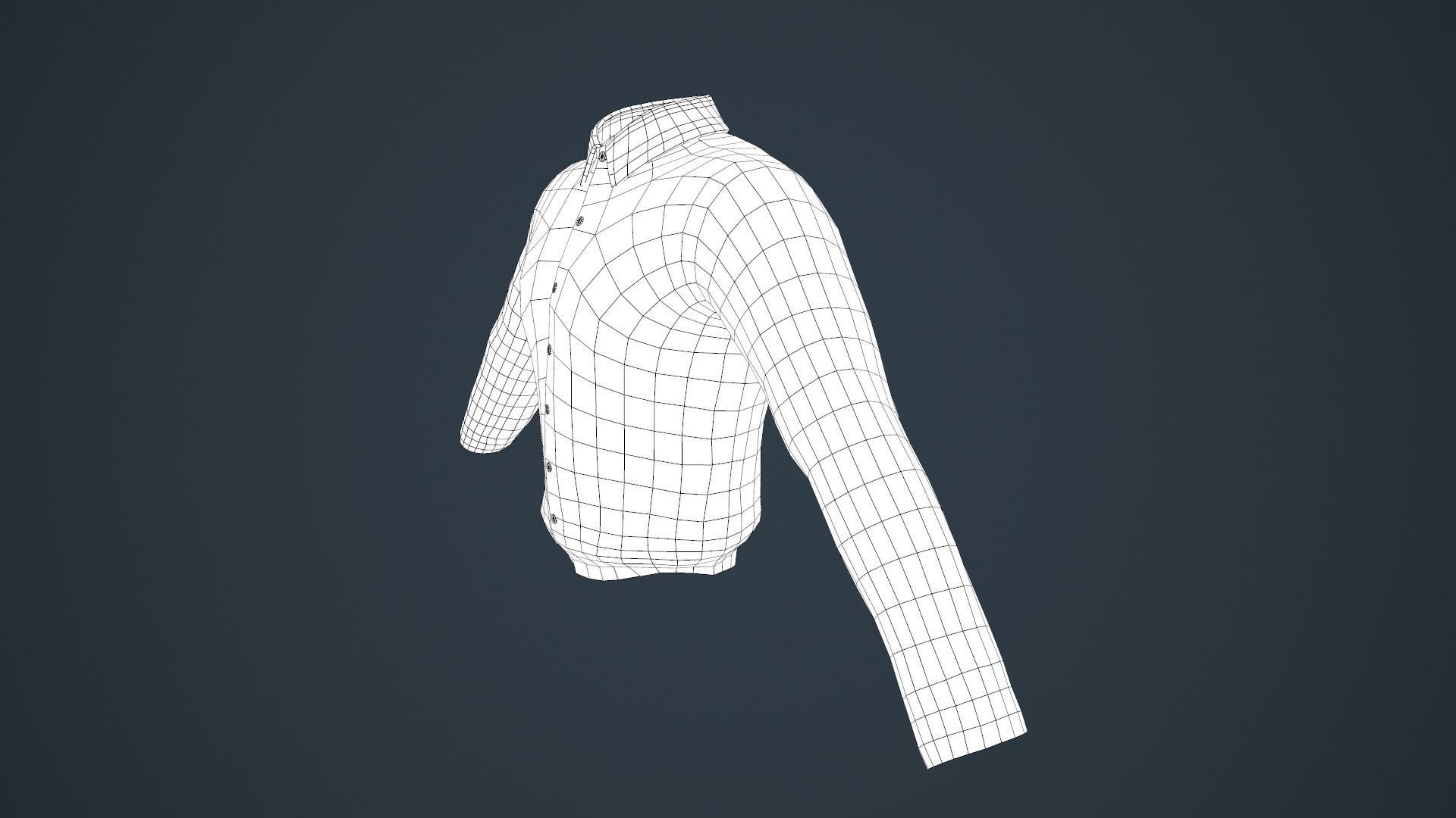 White Suit Shirt Low-poly 3D model_23