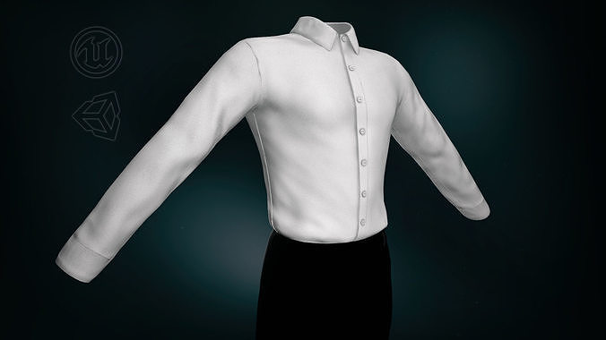 White Suit Shirt Low-poly 3D model