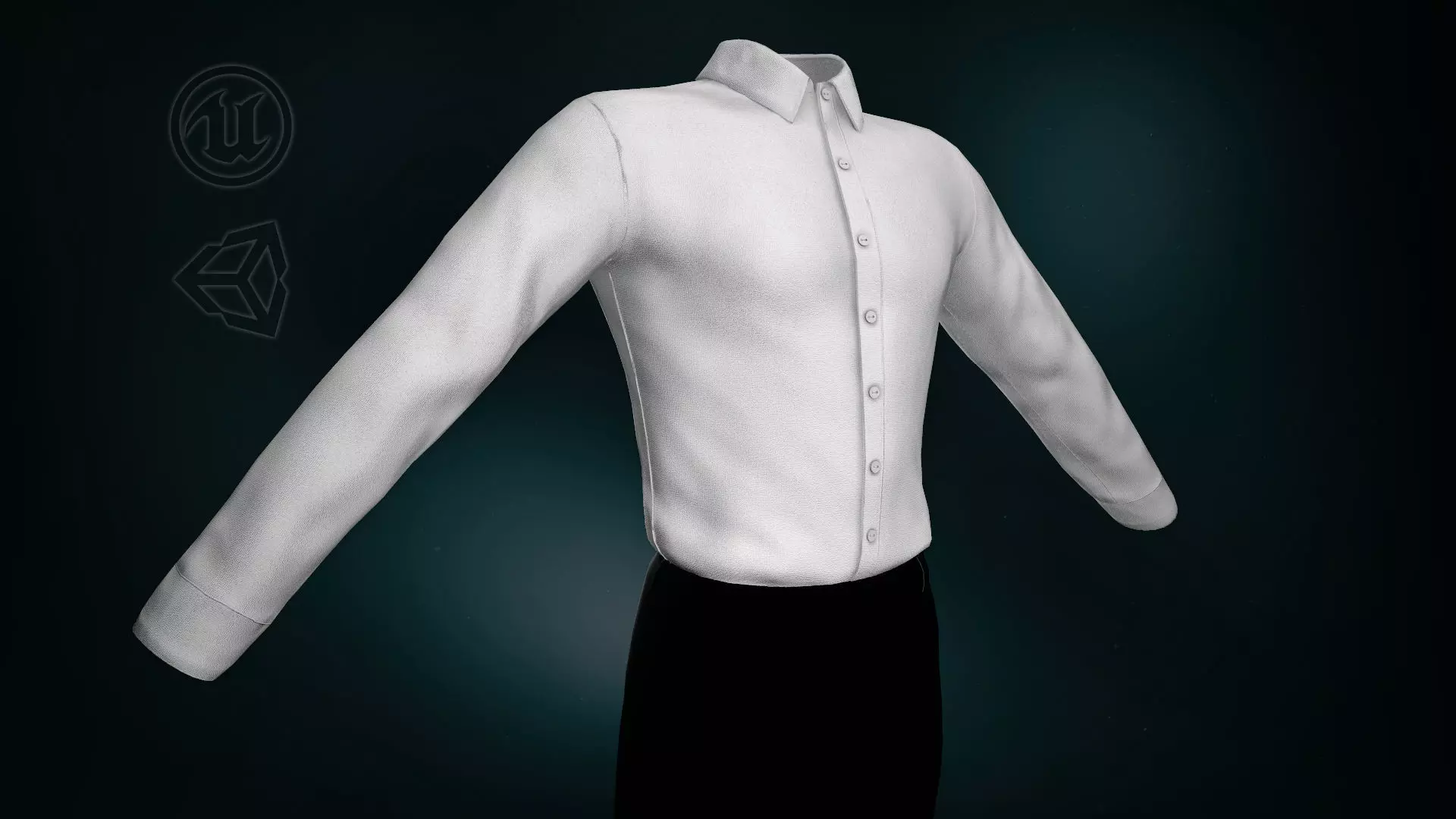 White Suit Shirt Low-poly 3D model_0
