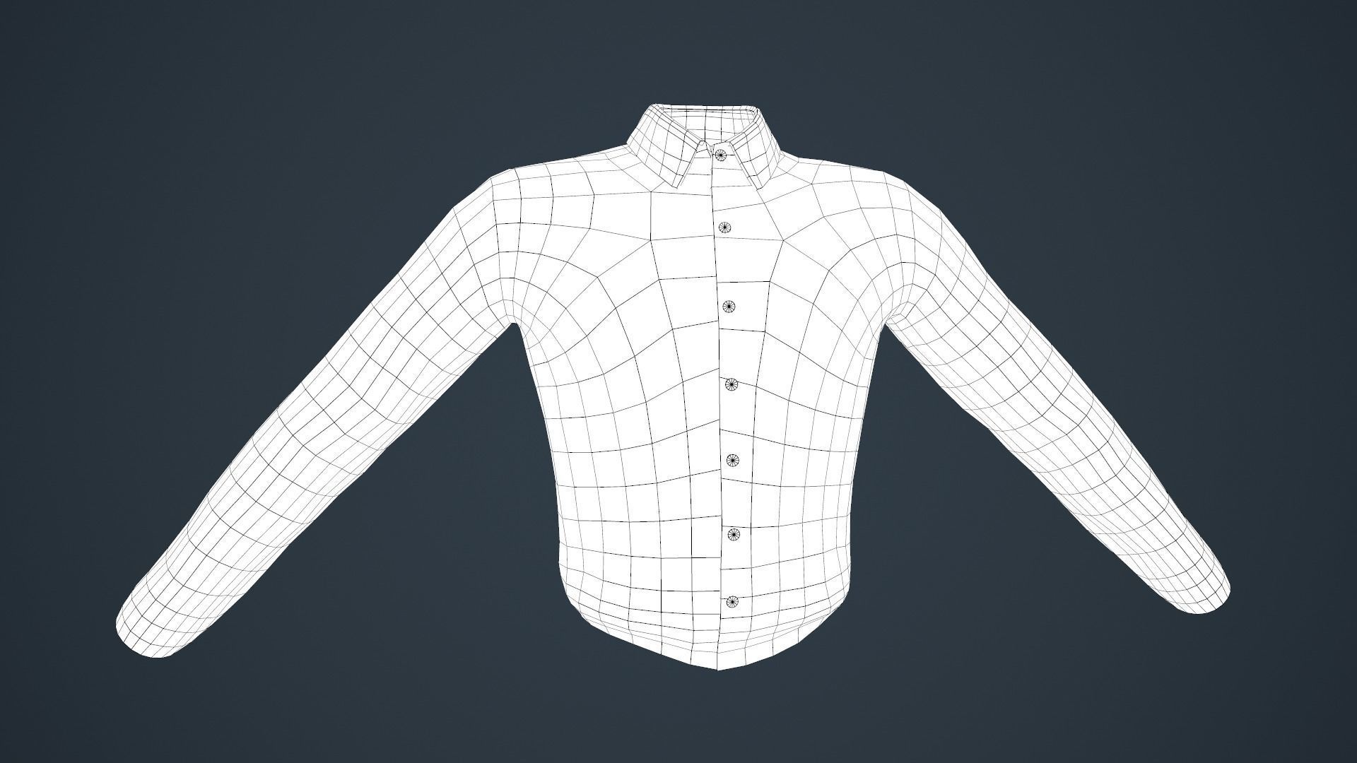 White Suit Shirt Low-poly 3D model_18