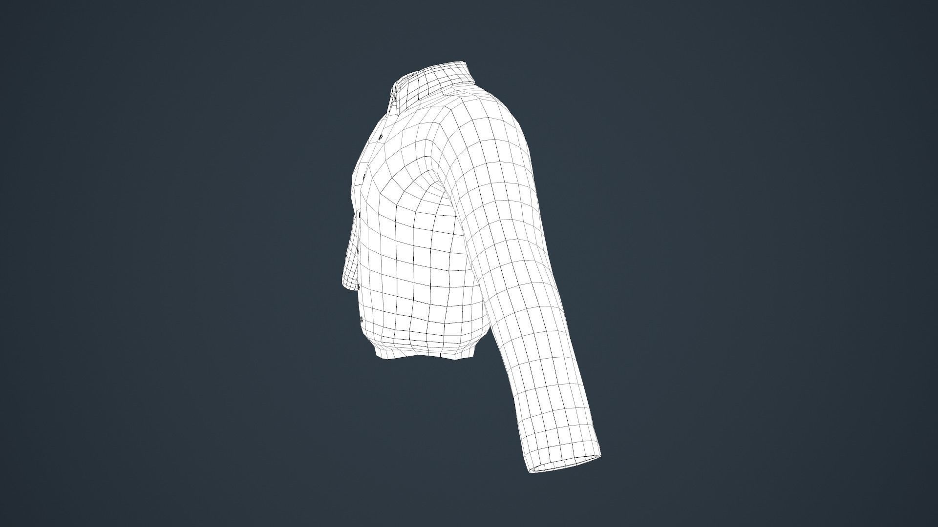 White Suit Shirt Low-poly 3D model_19
