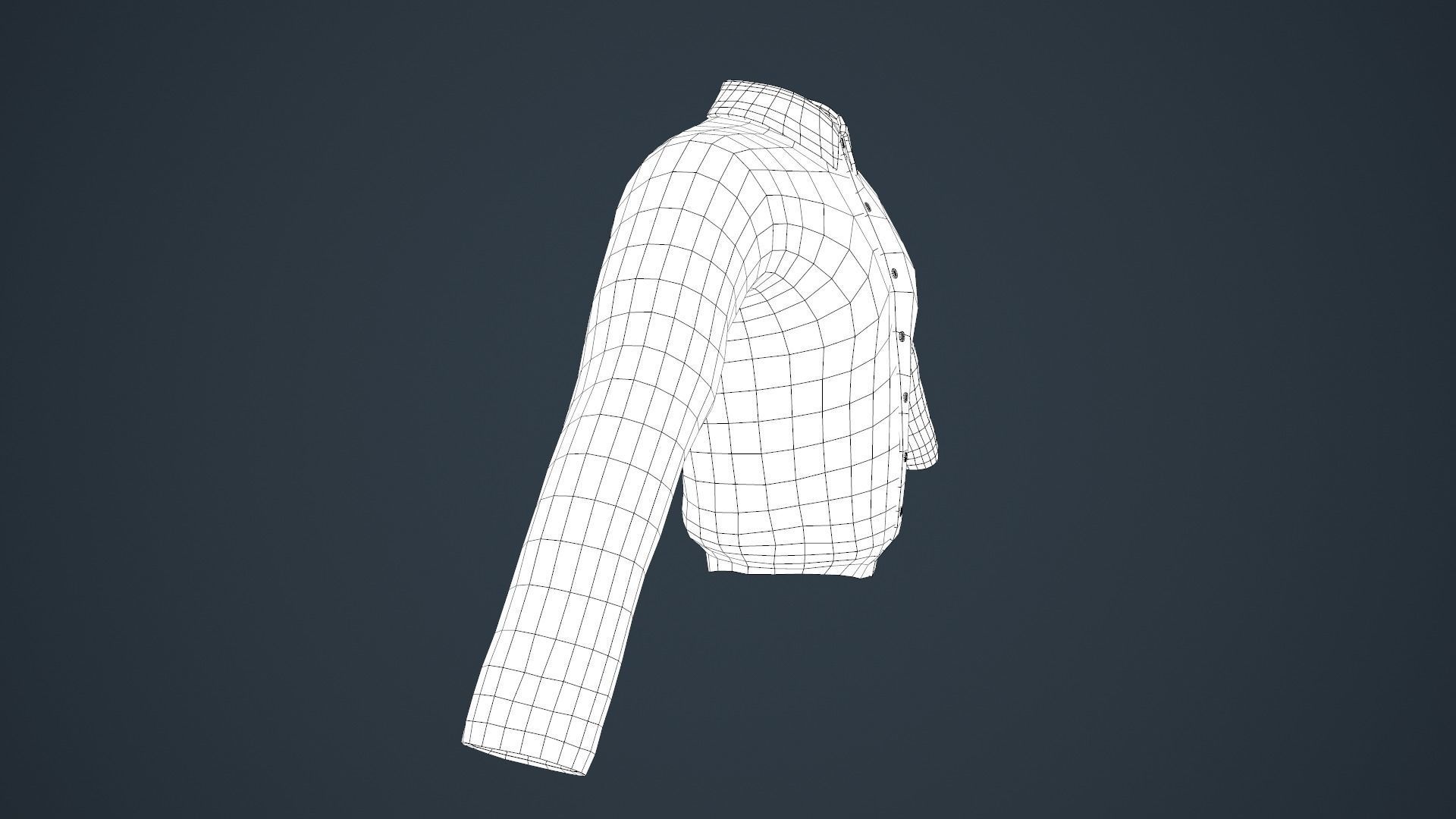 White Suit Shirt Low-poly 3D model_21