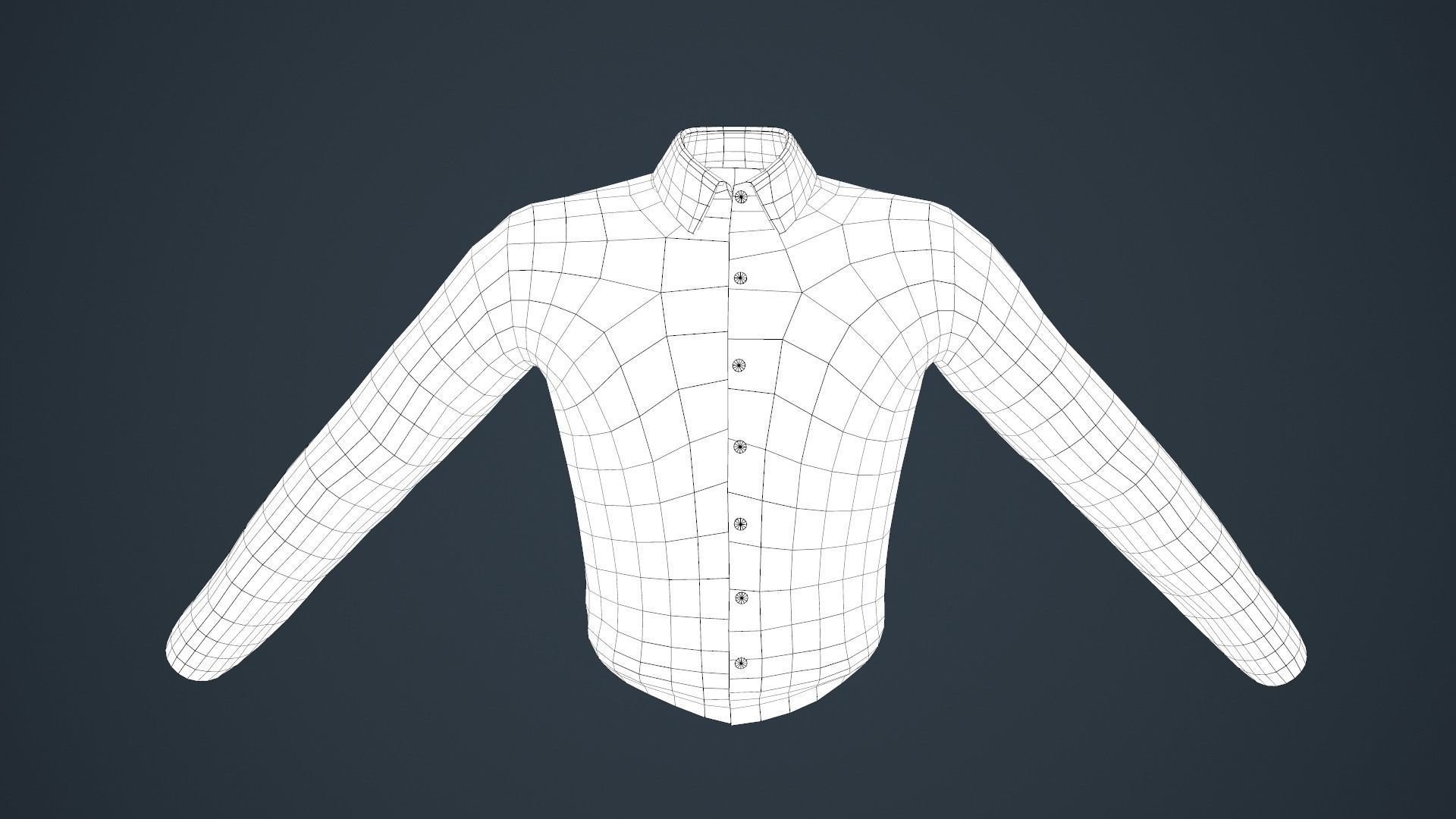 White Suit Shirt Low-poly 3D model_22