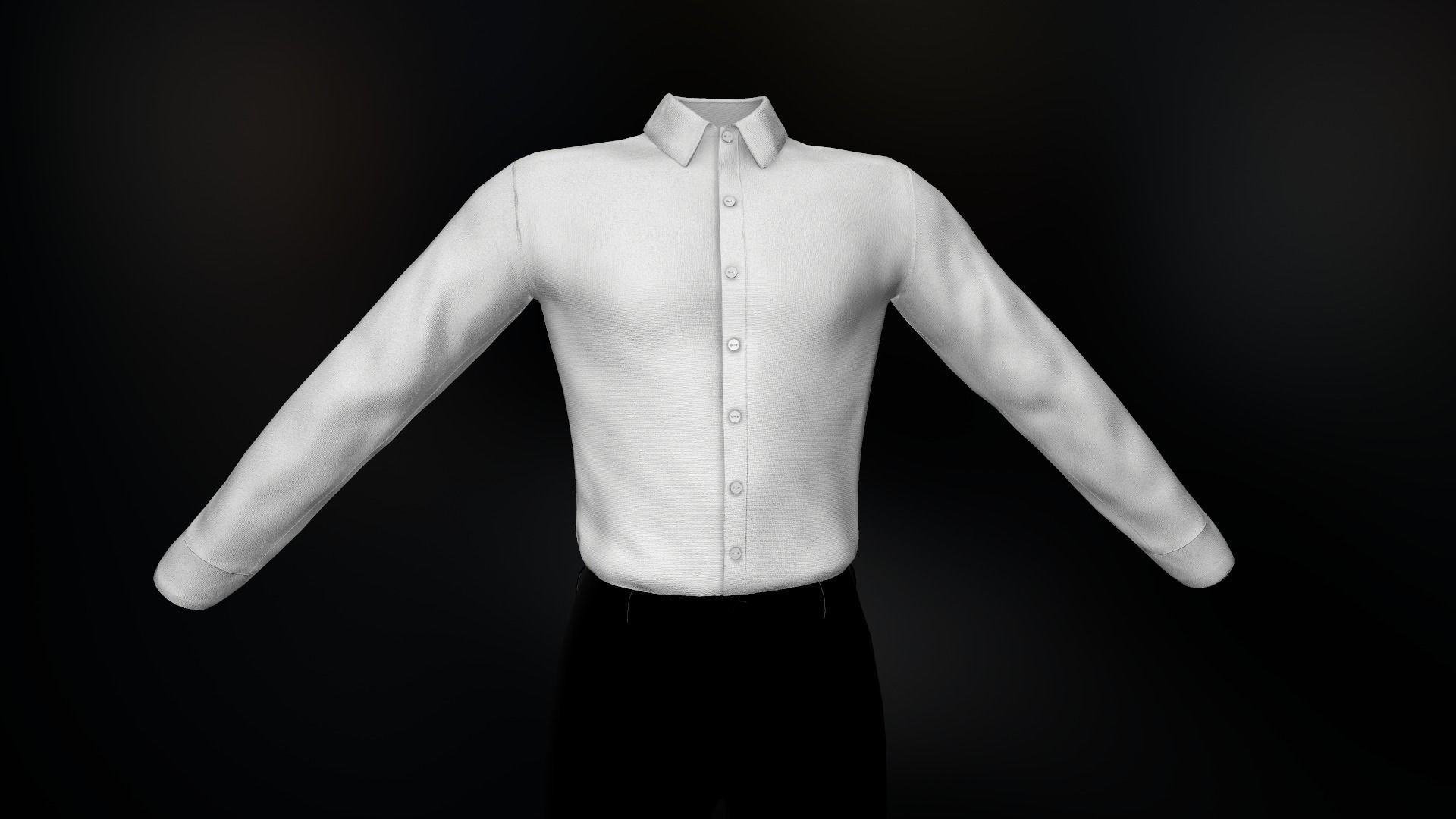 White Suit Shirt Low-poly 3D model_1