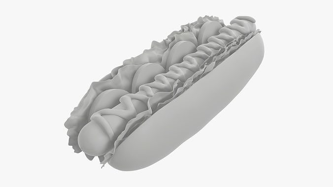 Hot dog with ketchup salad and tomato 3D model 6