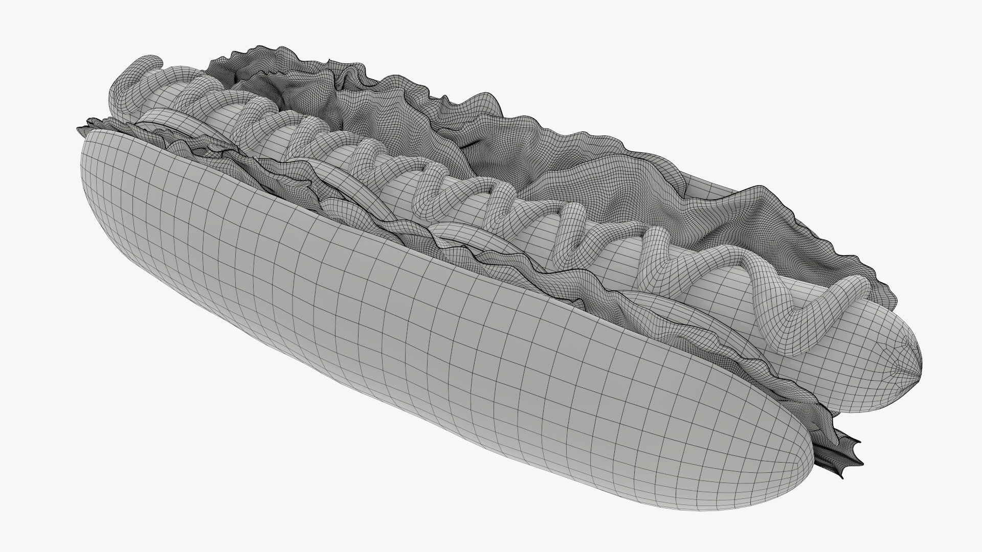 Hot dog with ketchup salad and tomato 3D model_13