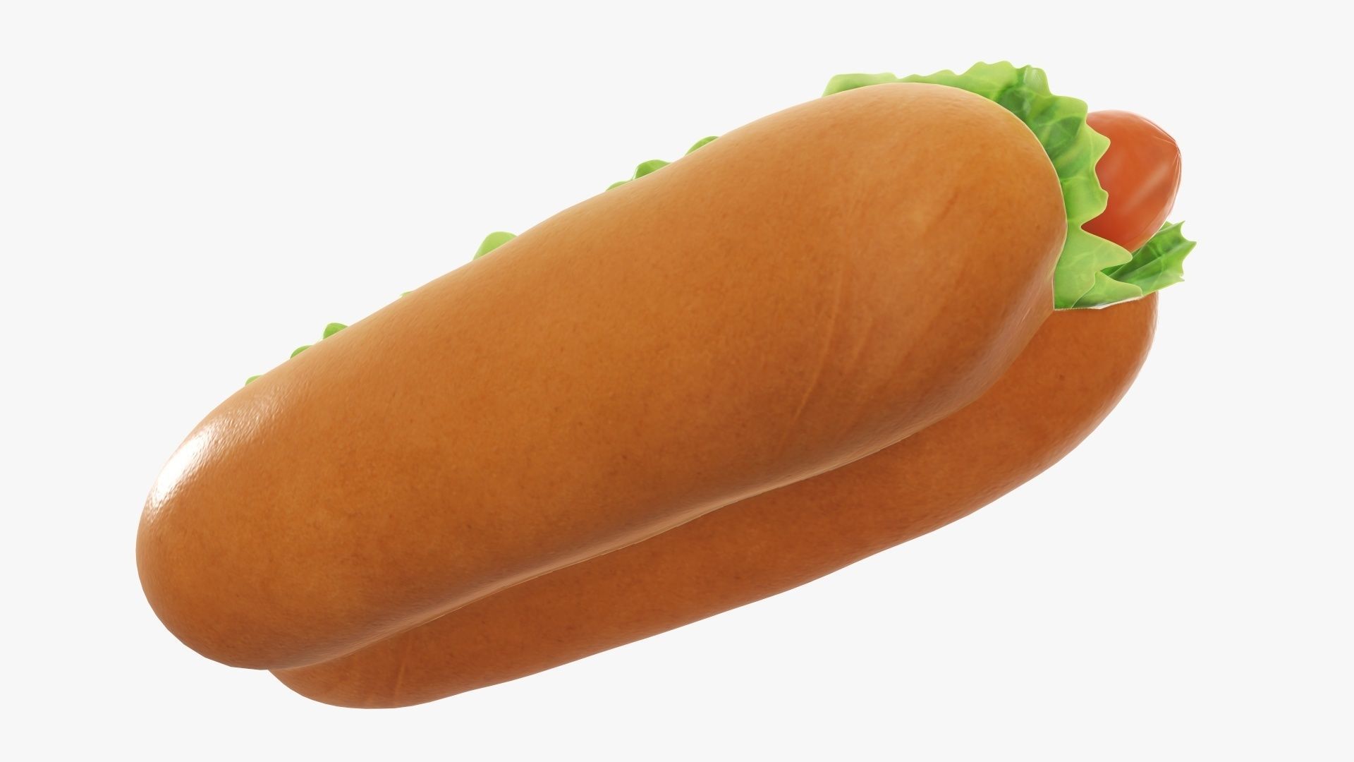 Hot dog with ketchup salad and tomato 3D model_4