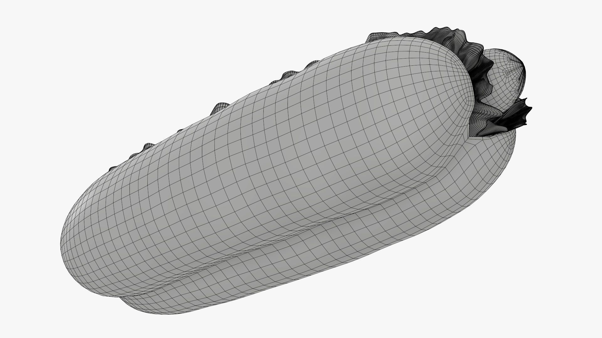 Hot dog with ketchup salad and tomato 3D model_14