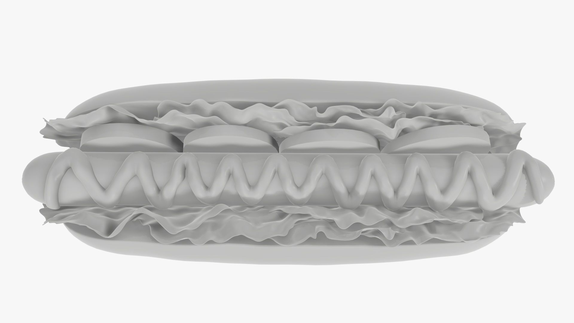 Hot dog with ketchup salad and tomato 3D model_6