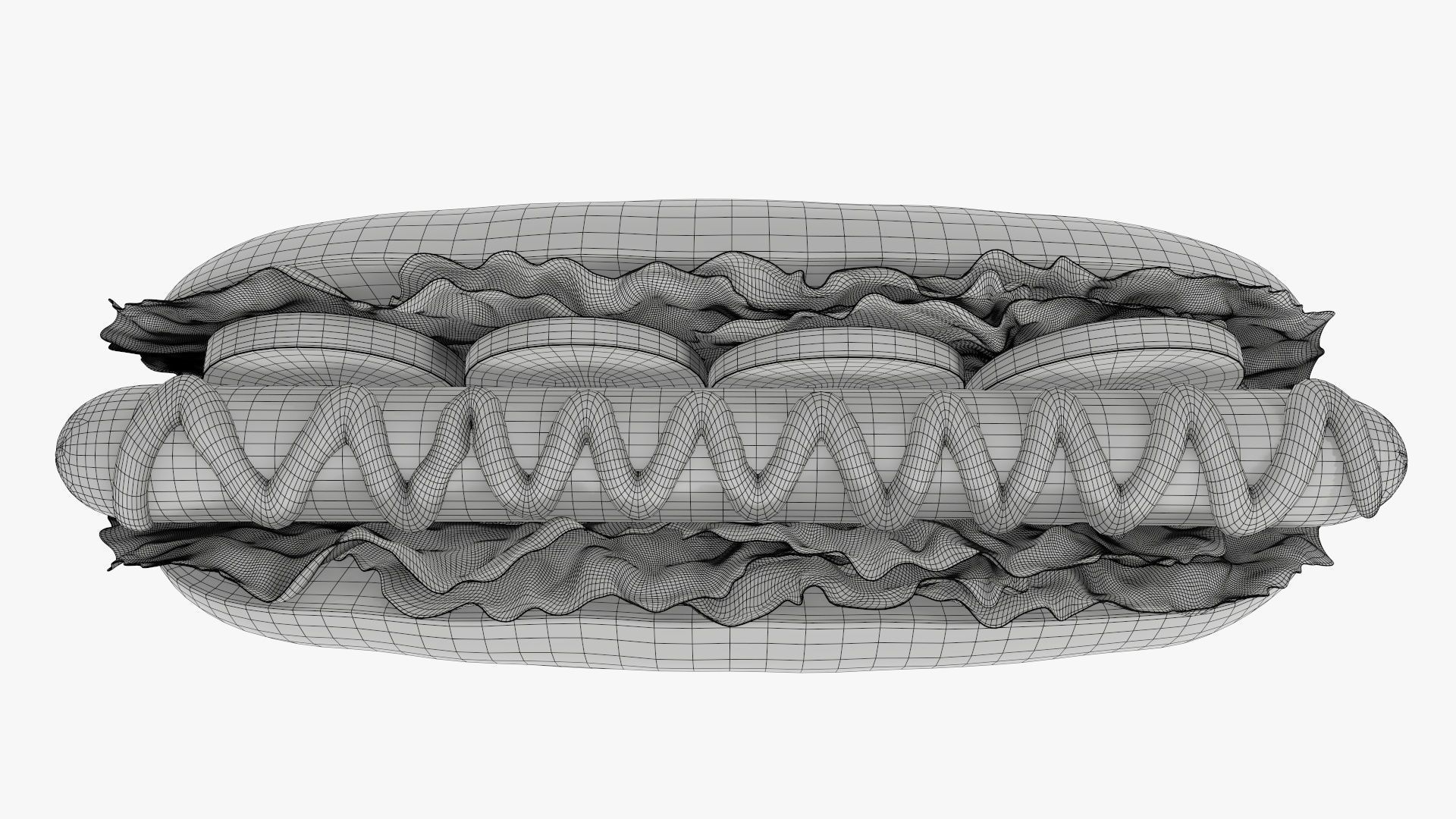 Hot dog with ketchup salad and tomato 3D model_11