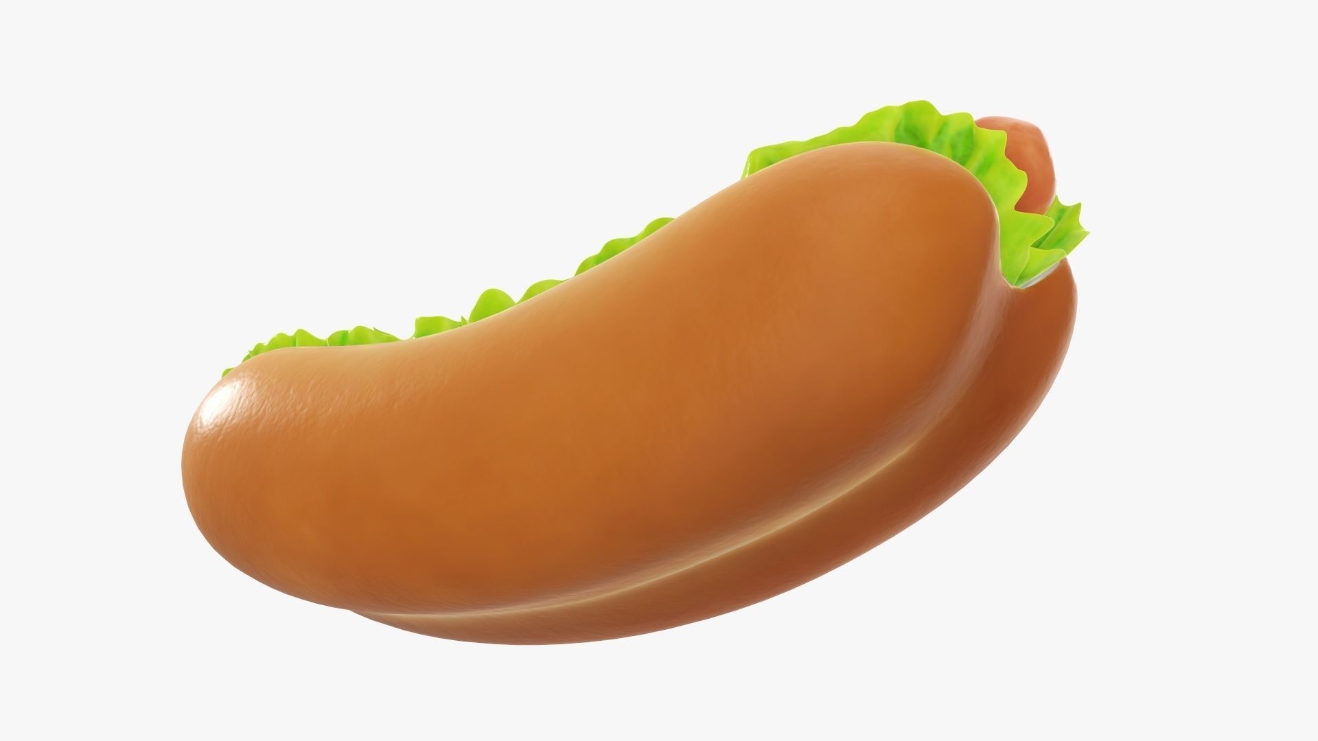 Hot dog with ketchup salad and tomato stylized 3D model_4