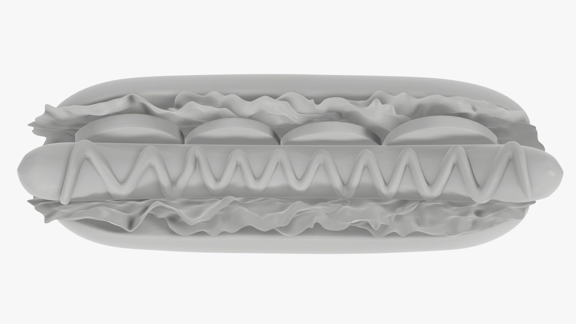 Hot dog with ketchup salad and tomato stylized 3D model_6