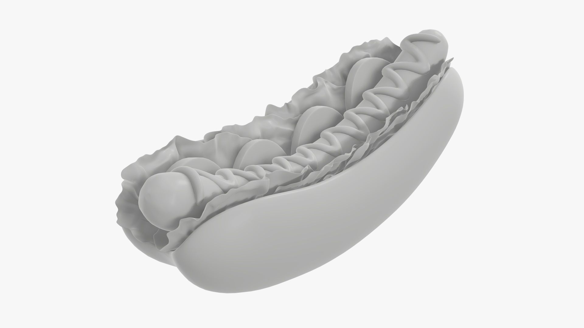 Hot dog with ketchup salad and tomato stylized 3D model_5