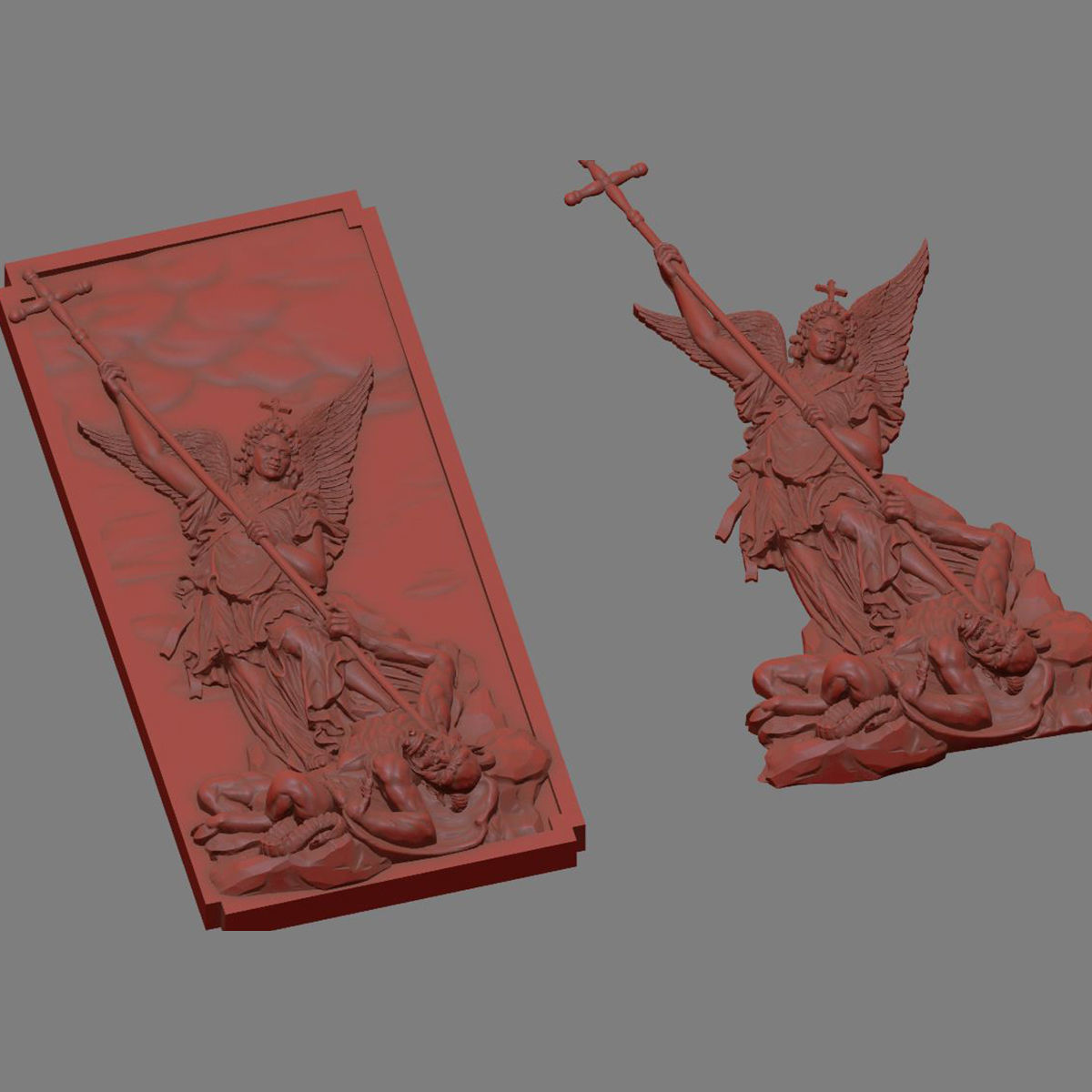 Jewelry pendant Archangel Michael cross  3D print model_1