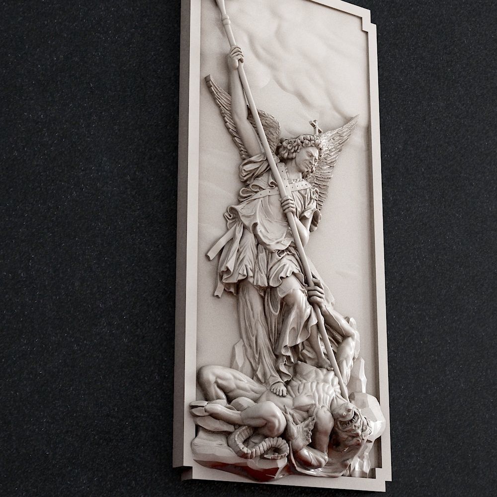 Jewelry pendant Archangel Michael cross  3D print model_2