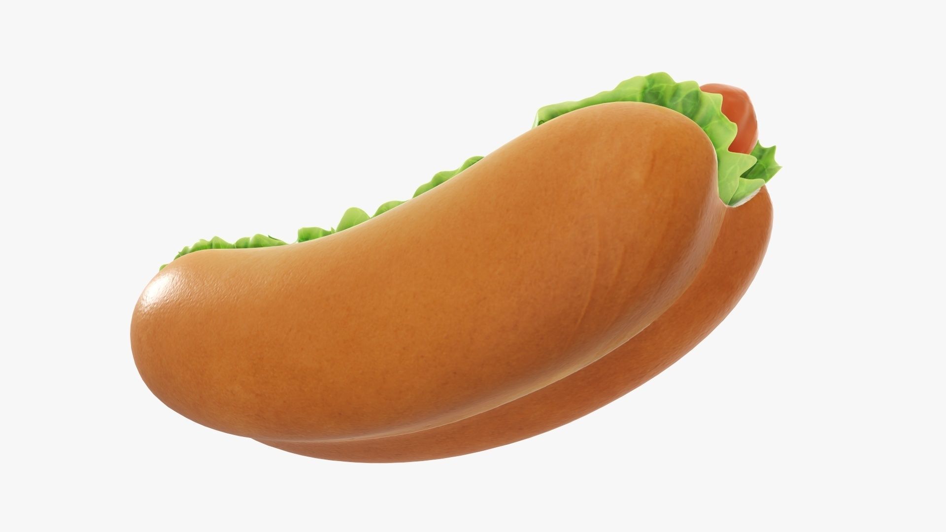 Hot dog with ketchup salad and tomato v2 3D model_4