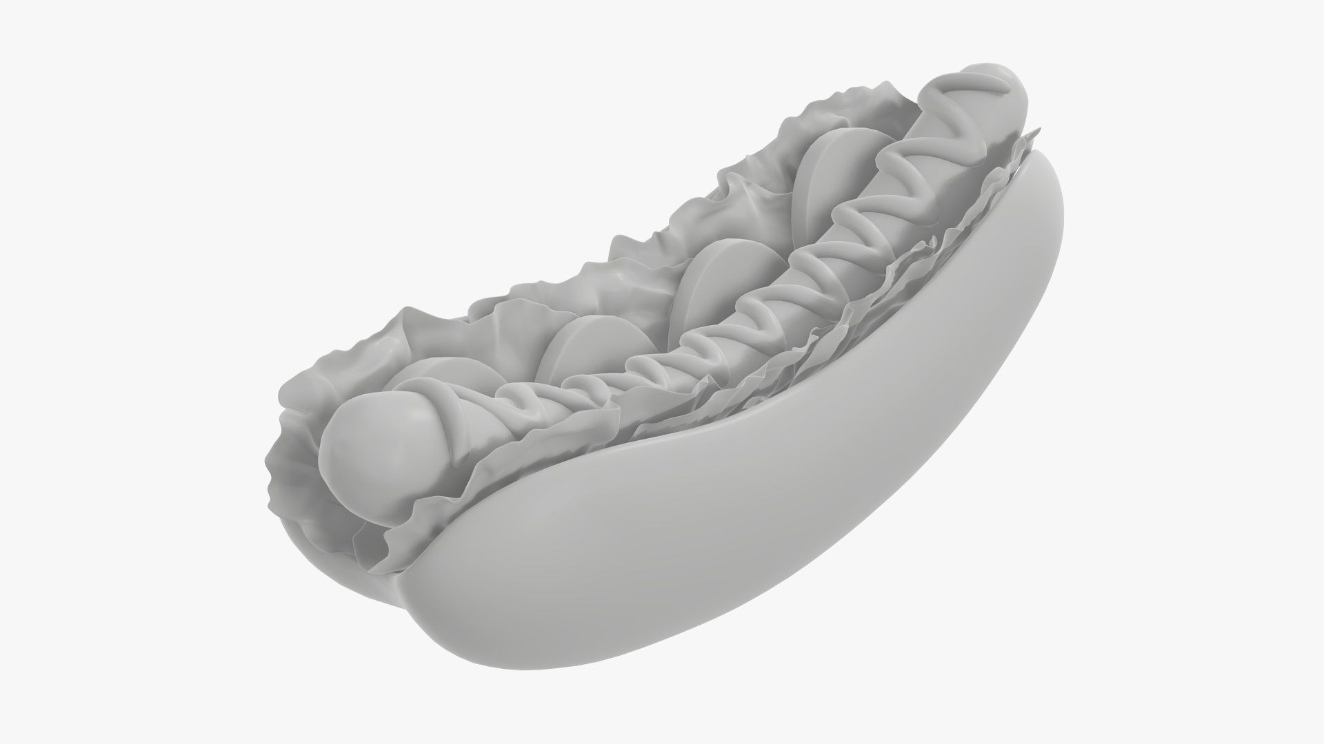 Hot dog with ketchup salad and tomato v2 3D model_5