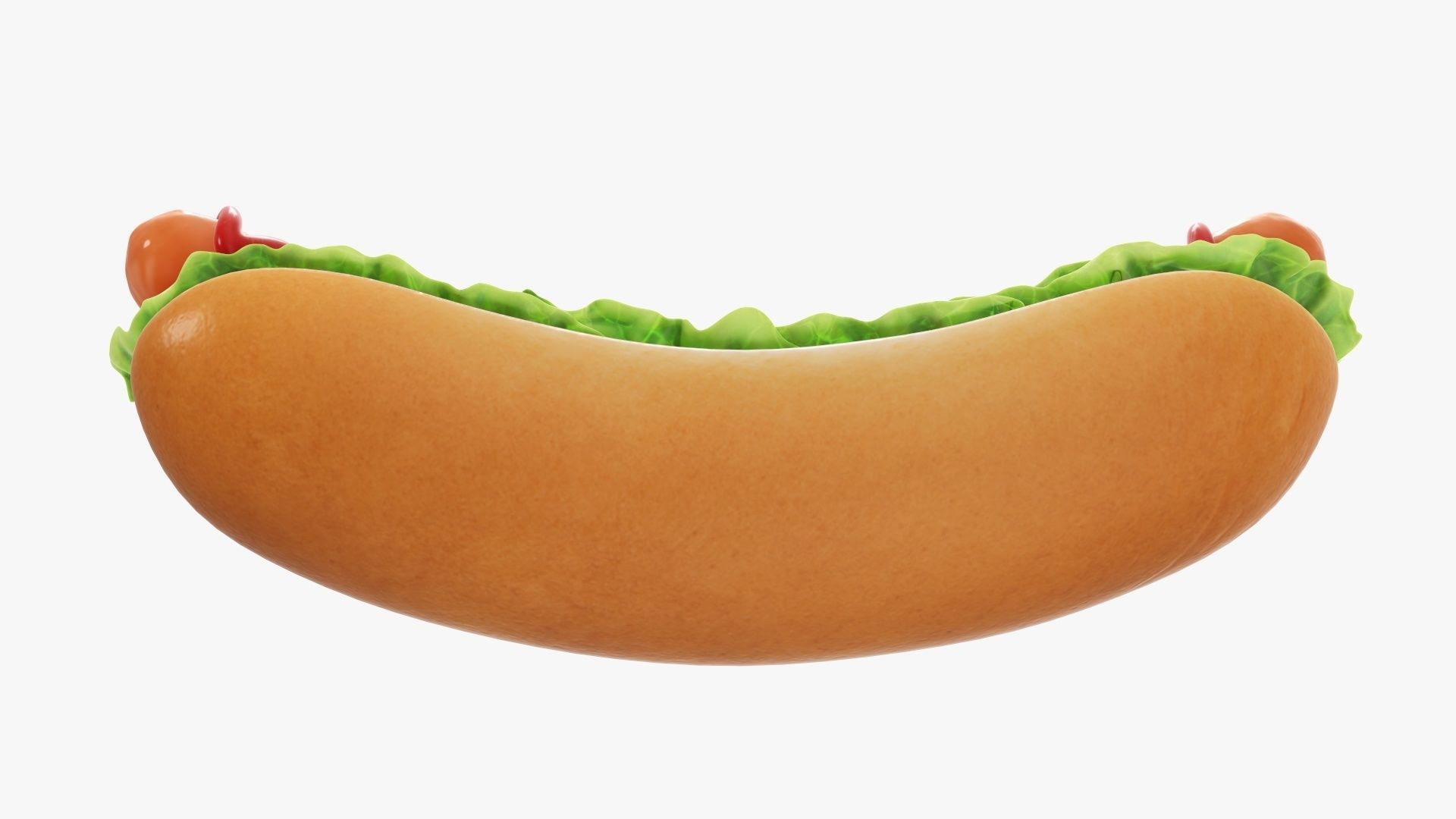Hot dog with ketchup salad and tomato v2 3D model_2