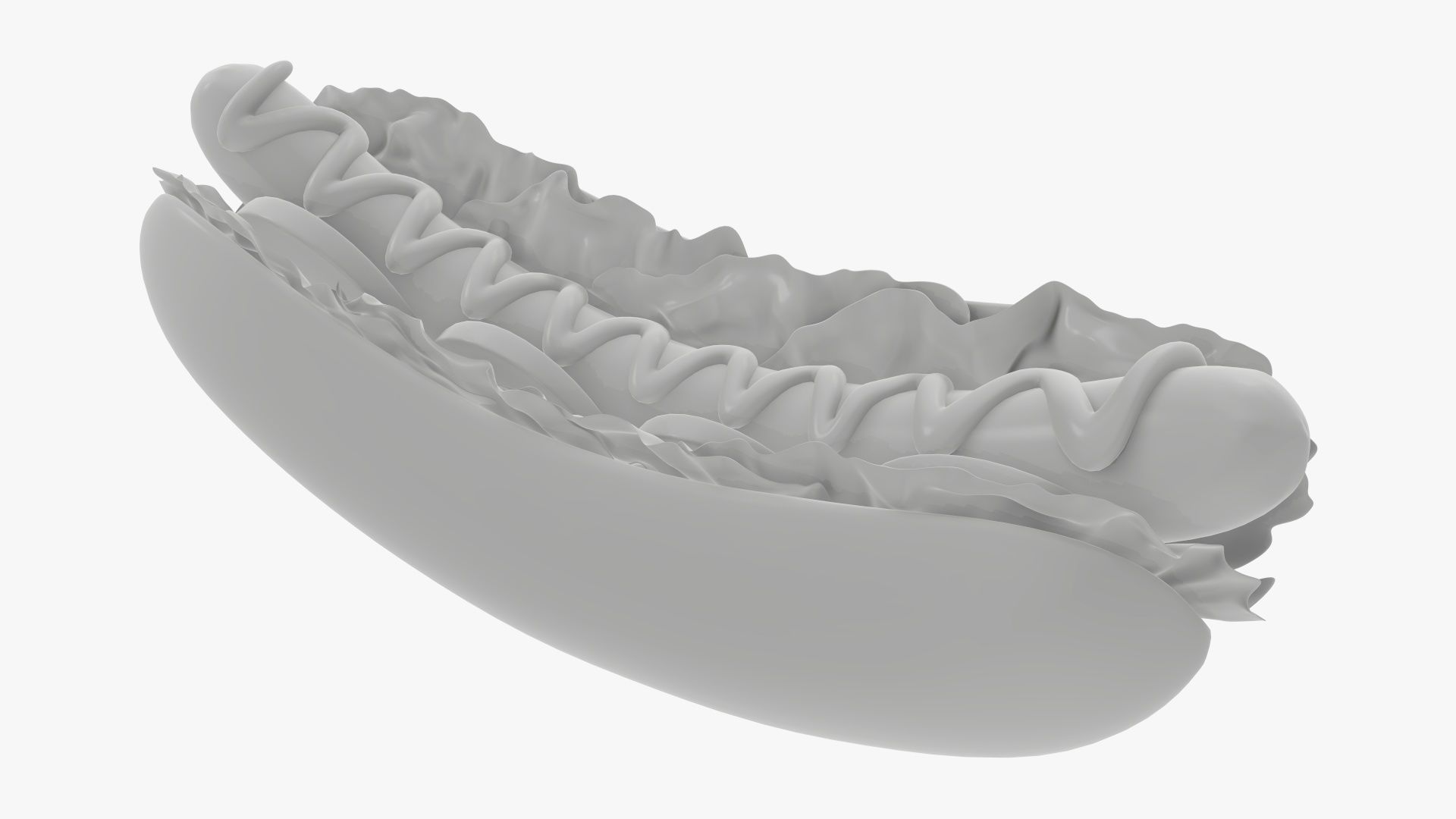 Hot dog with ketchup salad and tomato v2 3D model_8