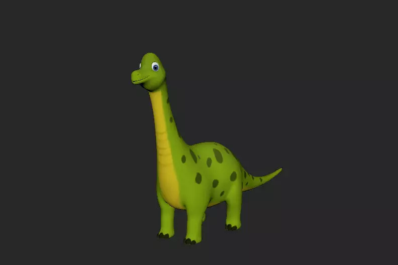 3D Model Brachiasaurus Dinosaur Cartoon Character with Textures Low-poly 3D model