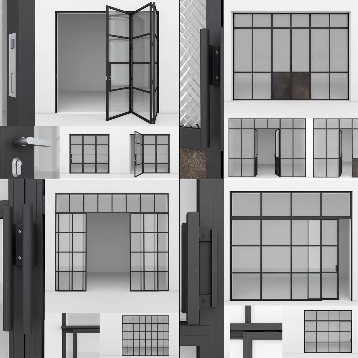 Aluminium door x4 2 3D Model Collection_0