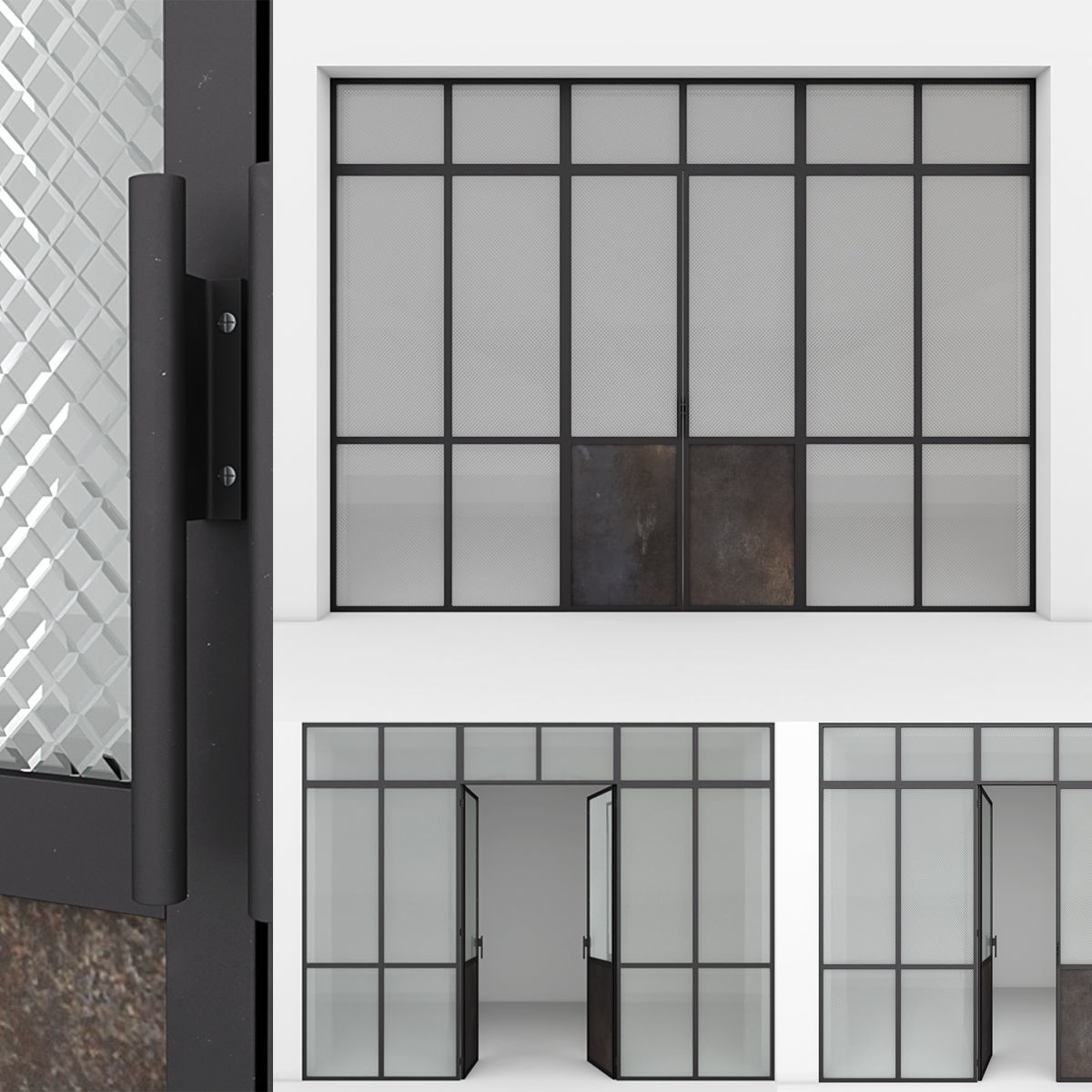 Aluminium door x4 2 3D Model Collection_8