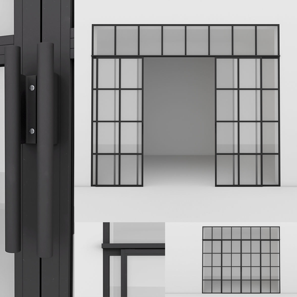 Aluminium door x4 2 3D Model Collection_2