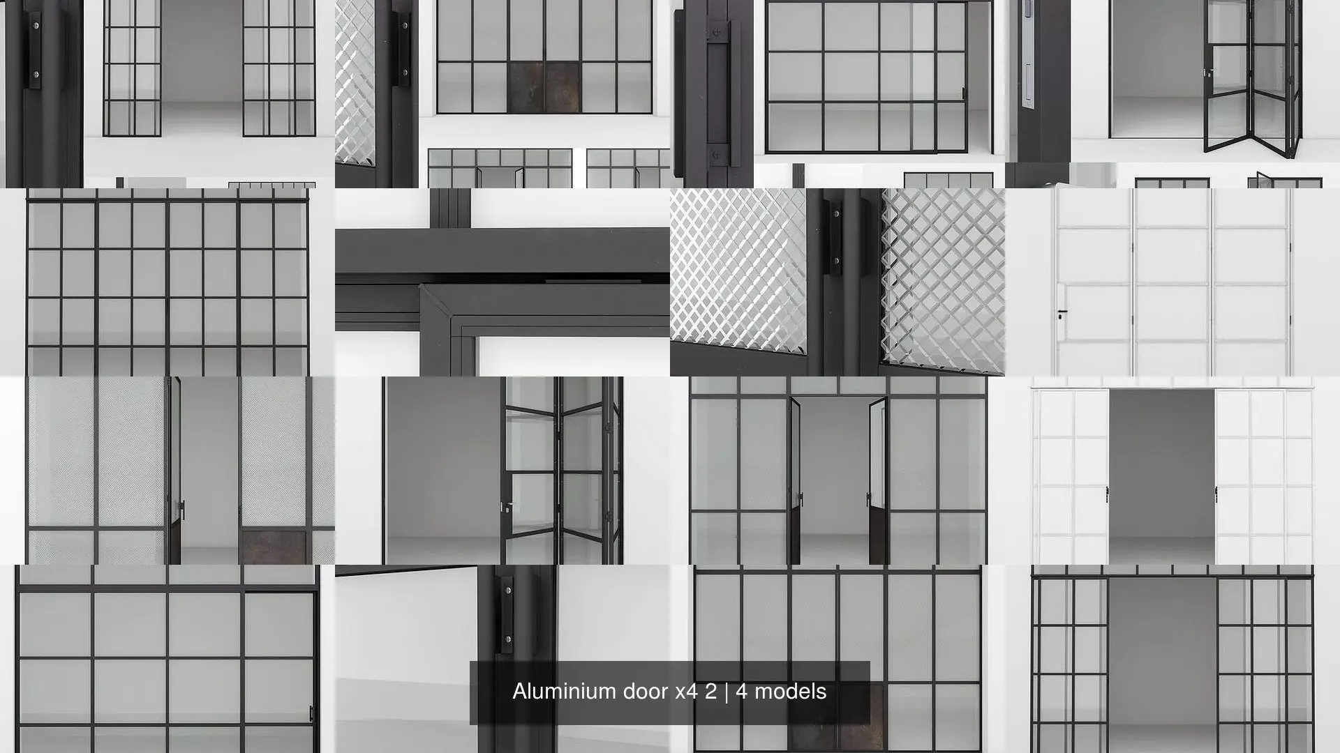 Aluminium door x4 2 3D Model Collection_1