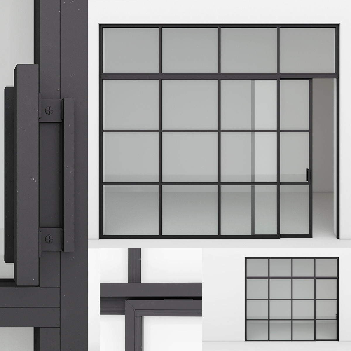 Aluminium door x4 2 3D Model Collection_14