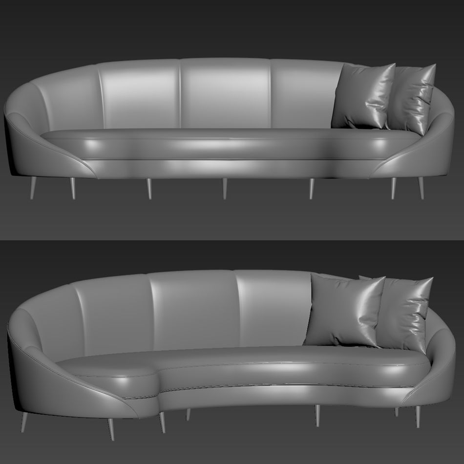 Feet Curved Sofa Beverly 3D model_2