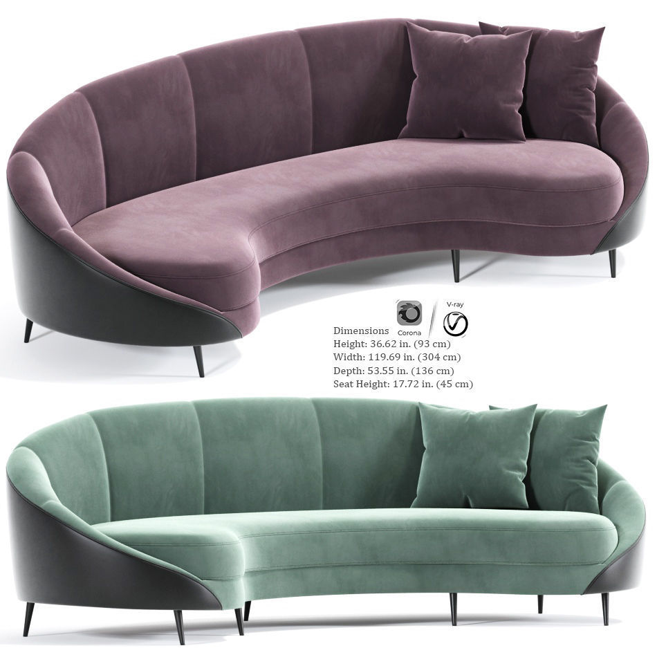 Feet Curved Sofa Beverly 3D model_1