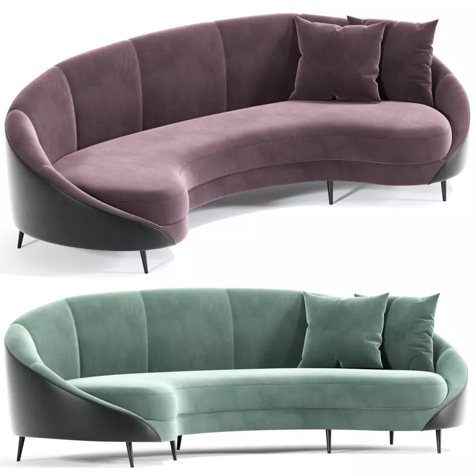 Feet Curved Sofa Beverly 3D model_0