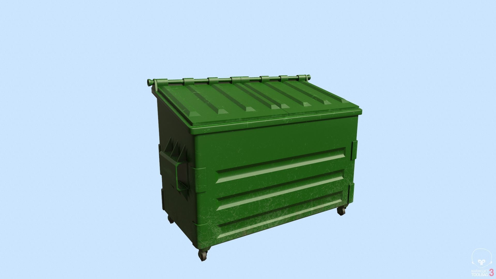 Dumpster lowpoly trash can Low-poly 3D model_1