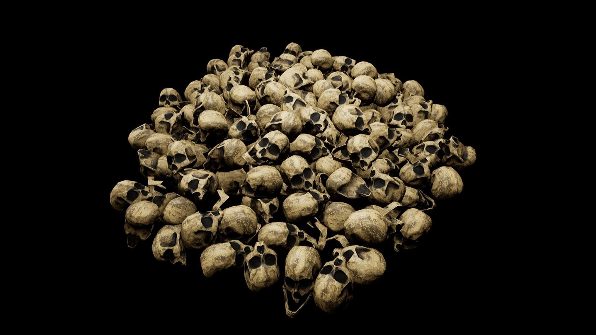 Skull Pile Low-poly 3D model_16