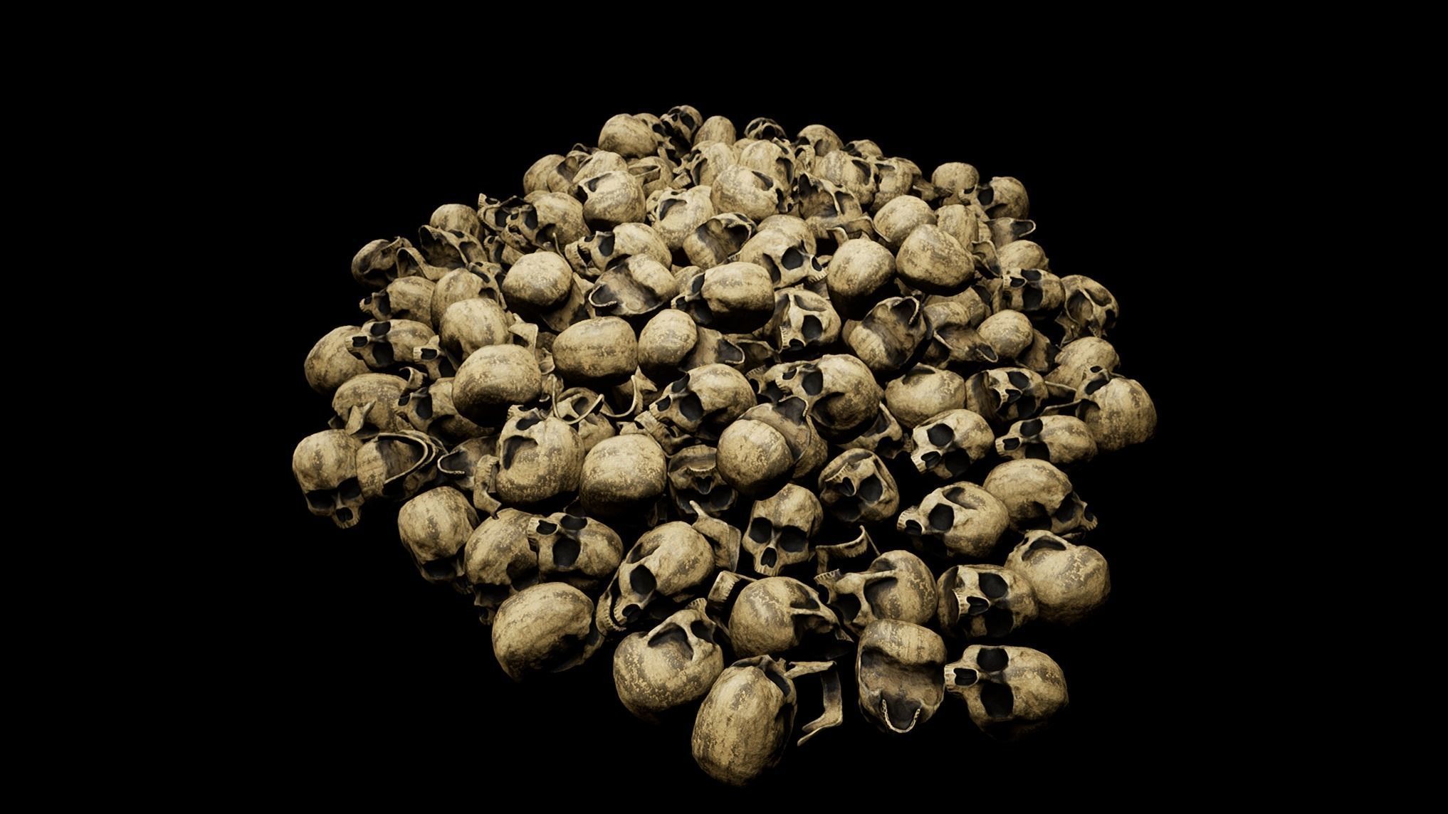 Skull Pile Low-poly 3D model_9