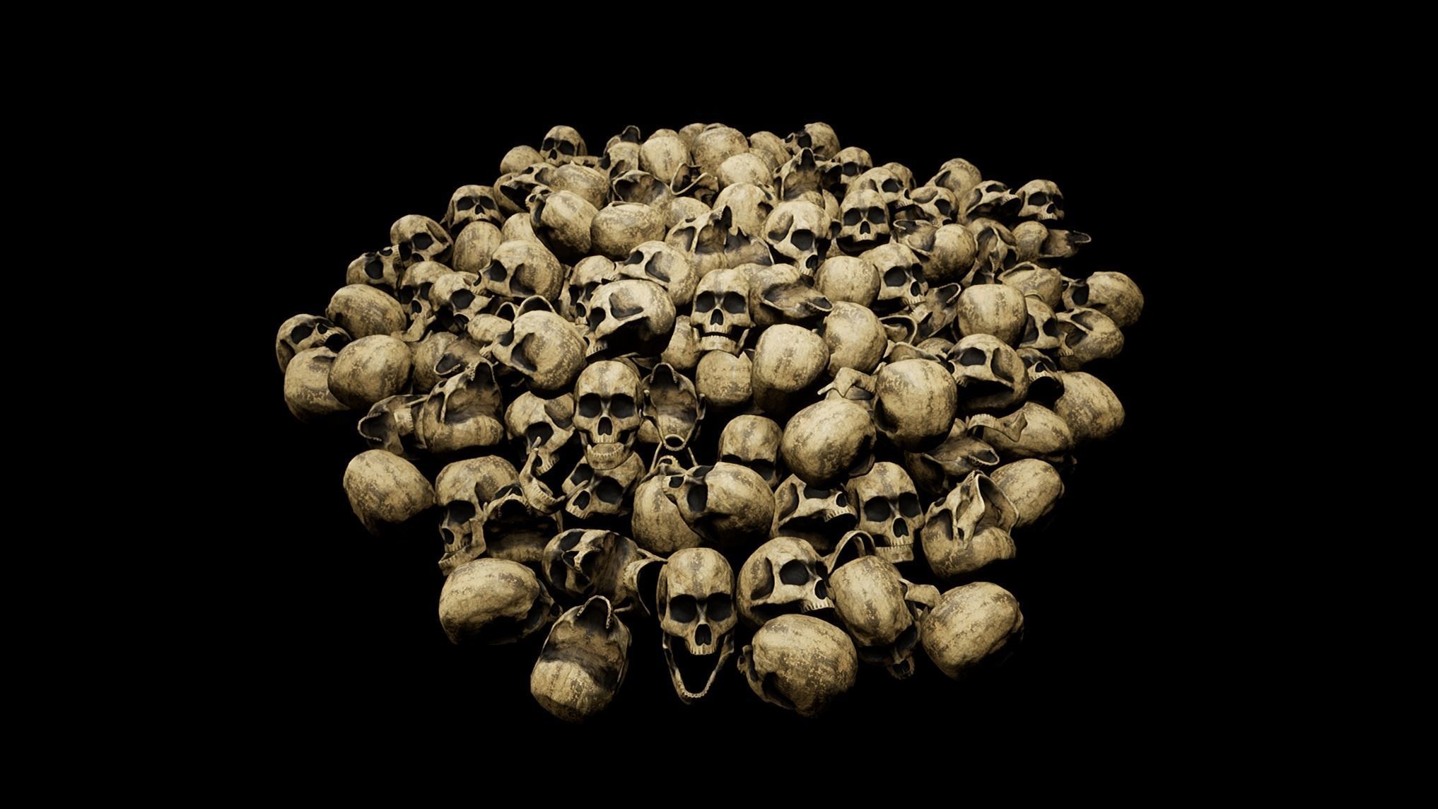 Skull Pile Low-poly 3D model_6