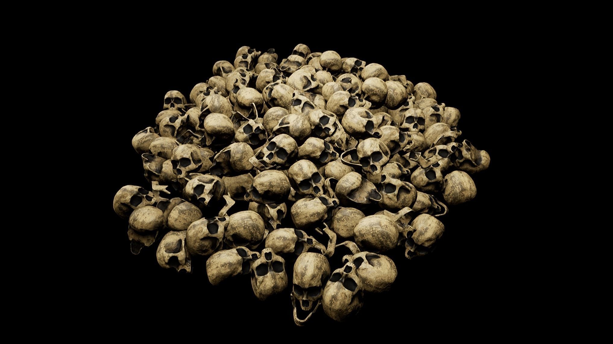 Skull Pile Low-poly 3D model_7