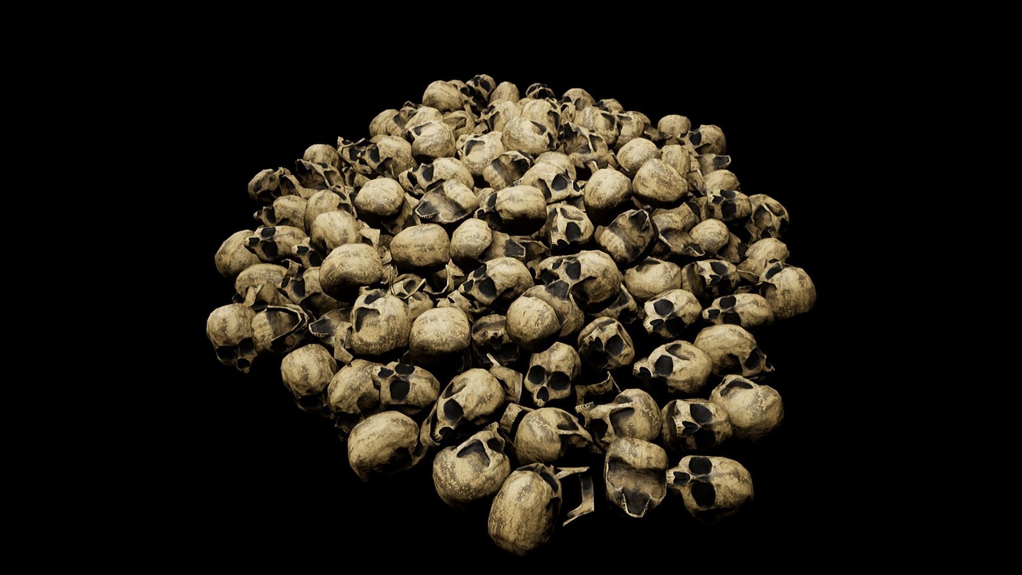 Skull Pile Low-poly 3D model_18