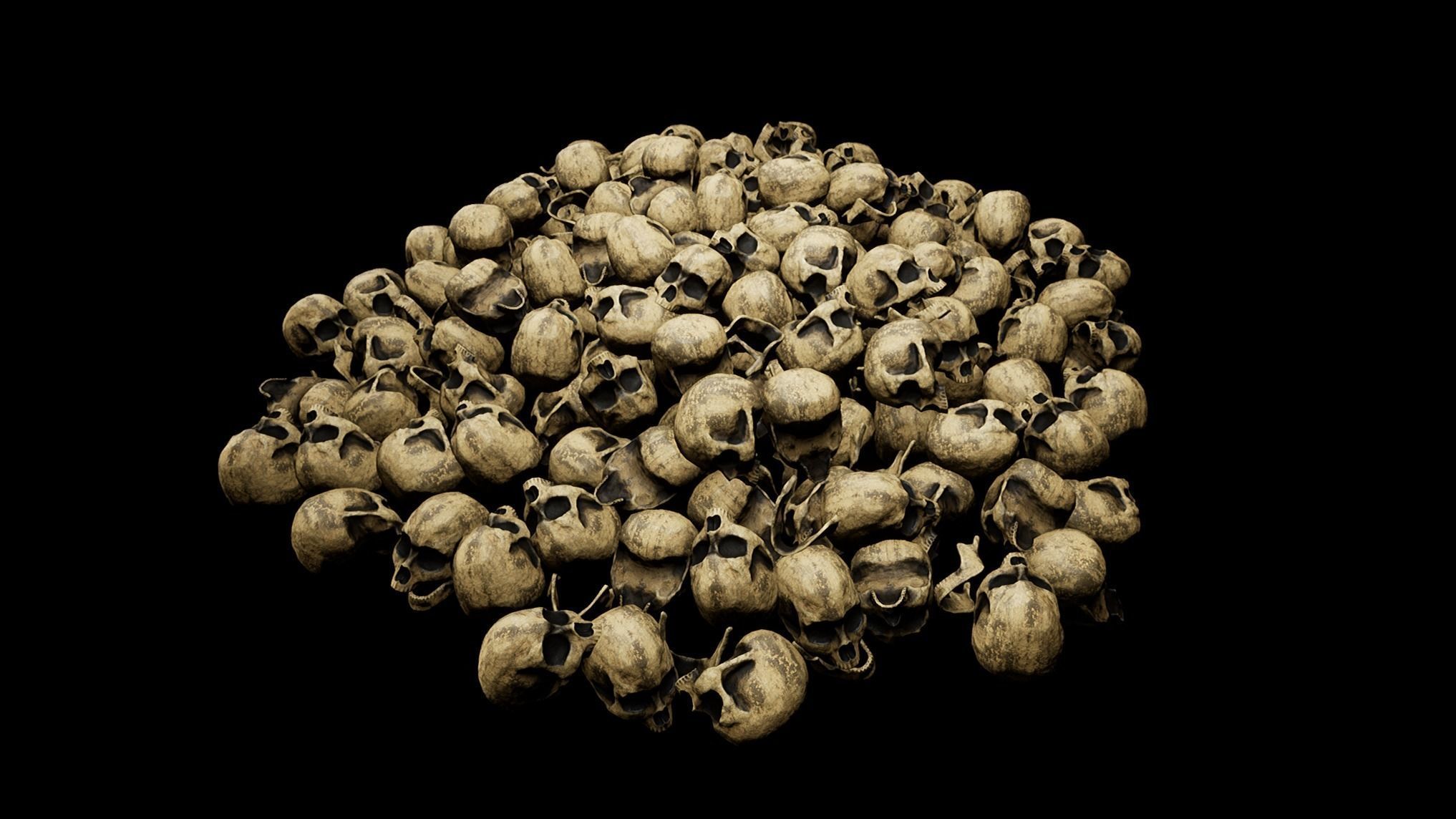 Skull Pile Low-poly 3D model_8