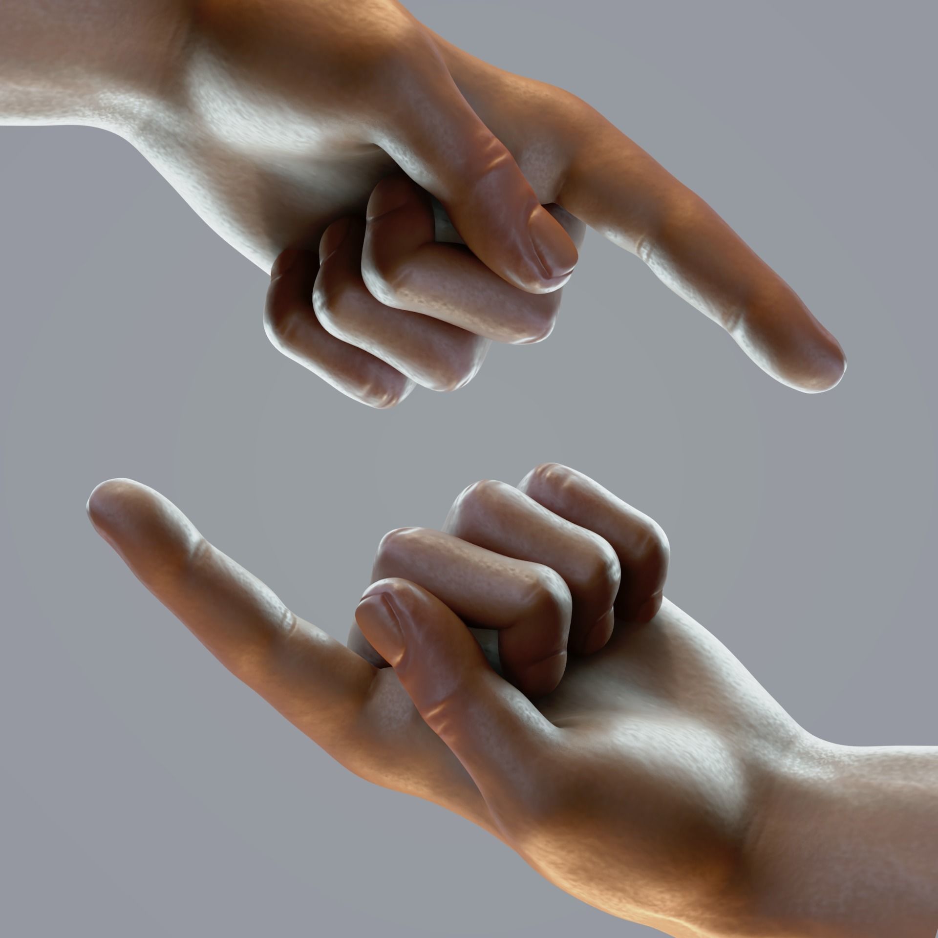 dark skin hand anatomy man 3D model_11