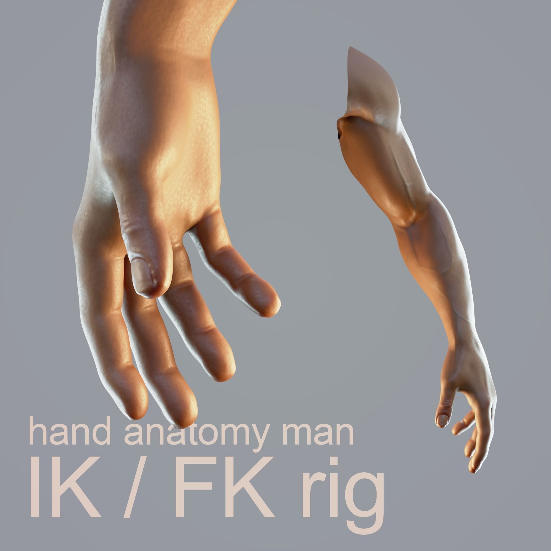 dark skin hand anatomy man 3D model_1
