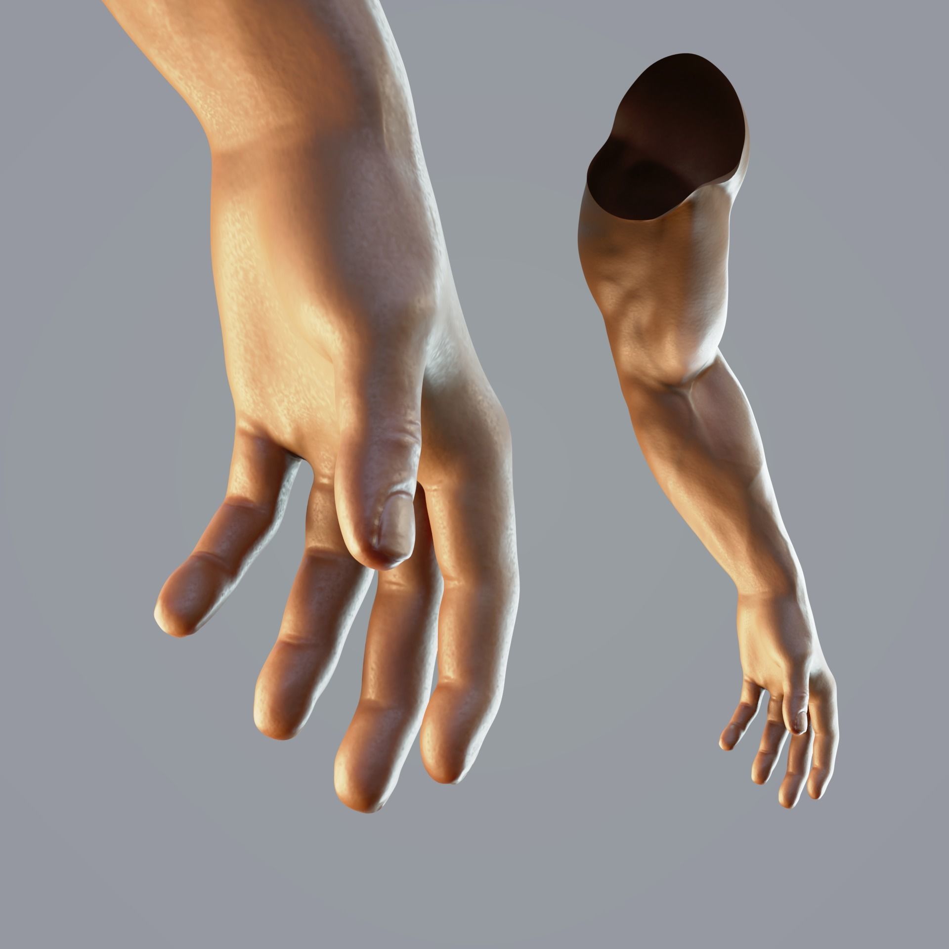 dark skin hand anatomy man 3D model_6