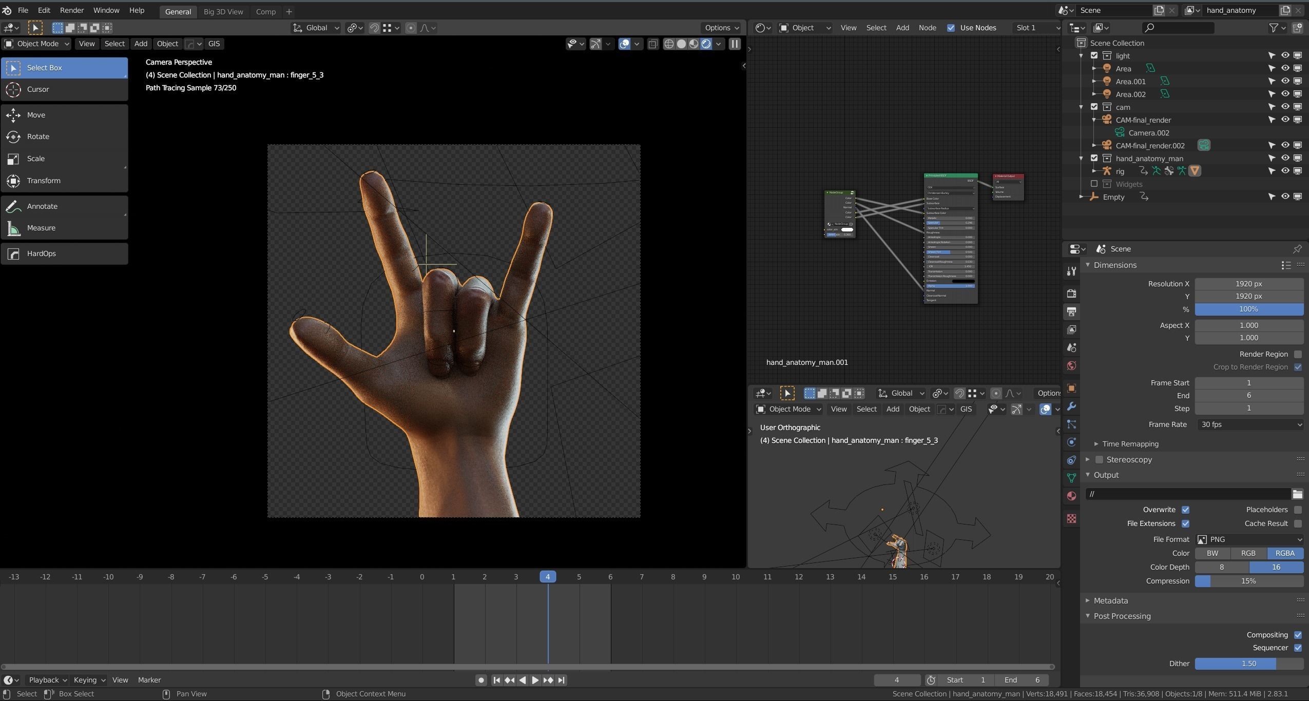 dark skin hand anatomy man 3D model_14