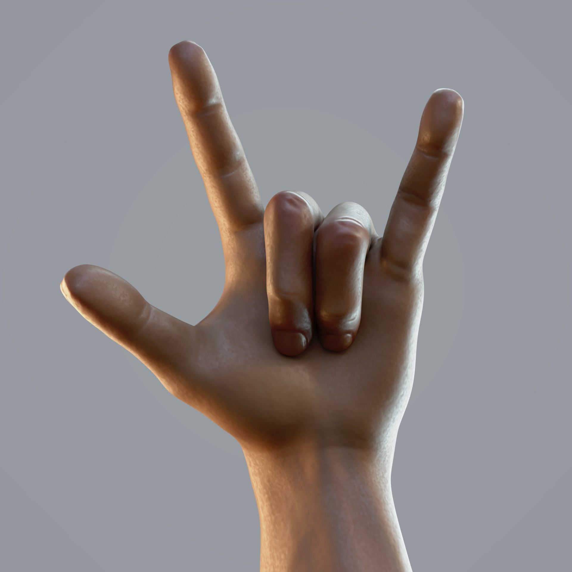 dark skin hand anatomy man 3D model_2