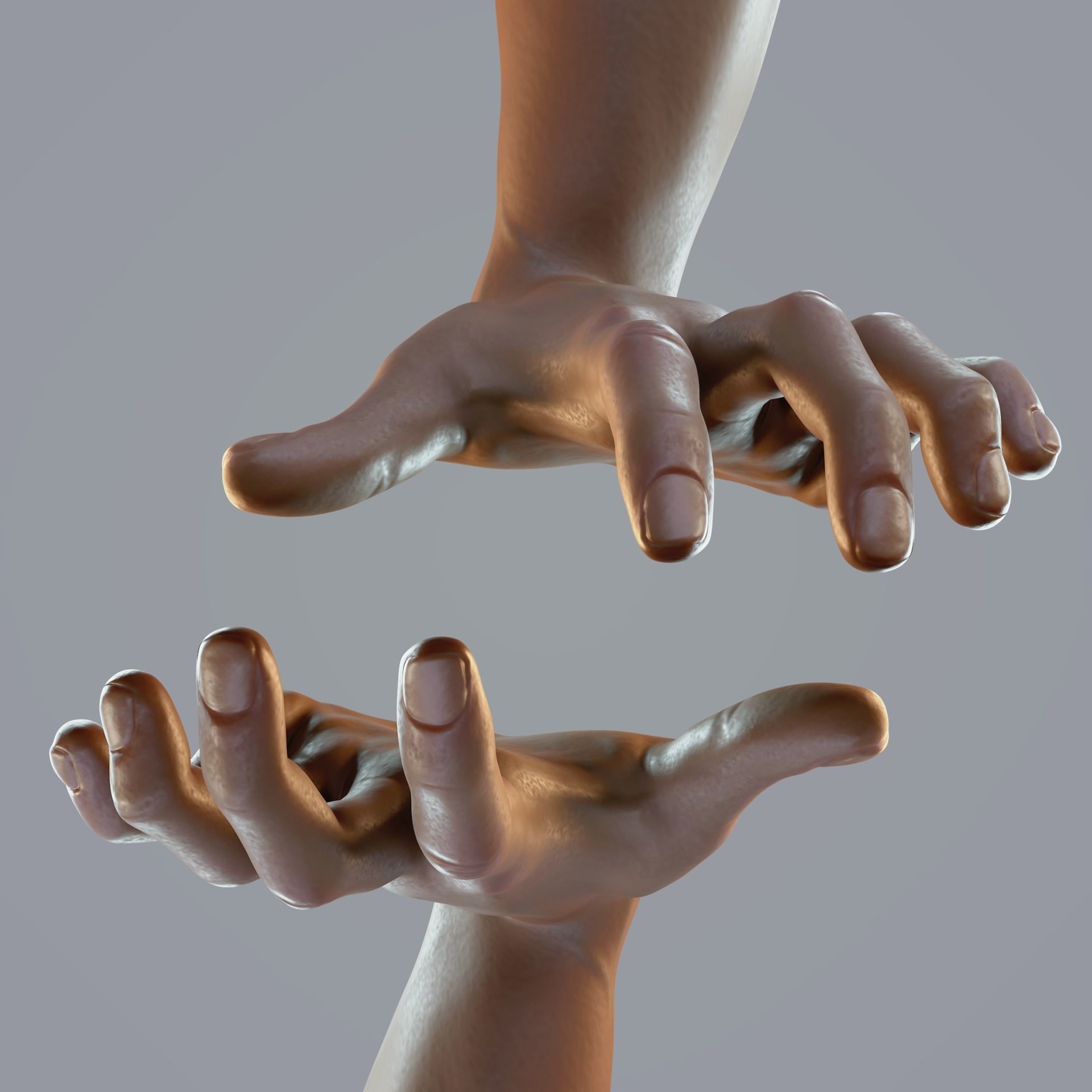 dark skin hand anatomy man 3D model_12