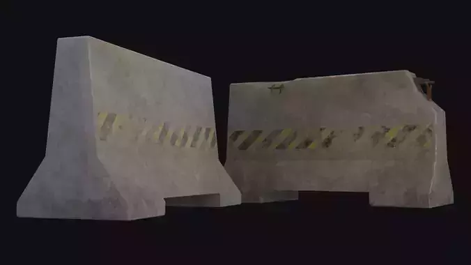 Roadblock concrete block Free low-poly 3D model