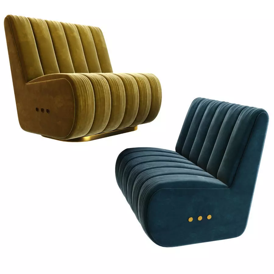 Sophia Single Sofa With Buttone 3D model_0