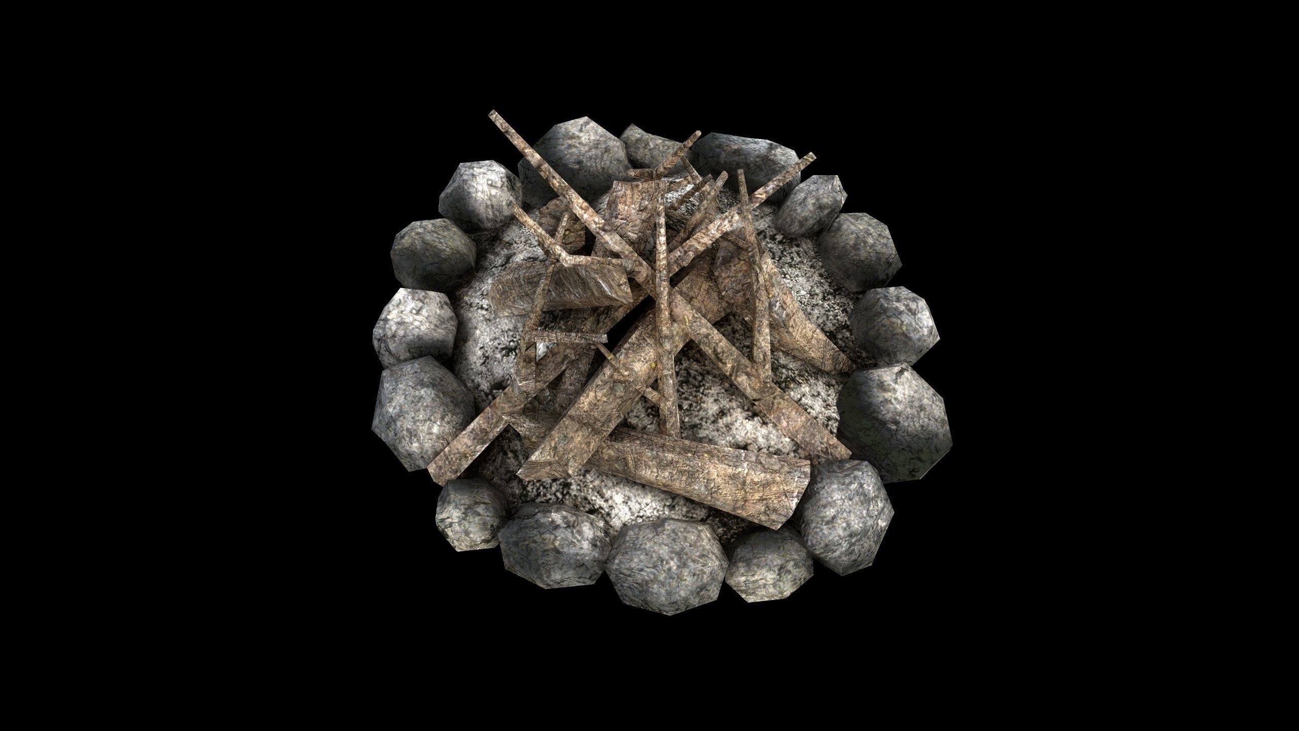 Campfire - PBR - Textured Low-poly 3D model_1