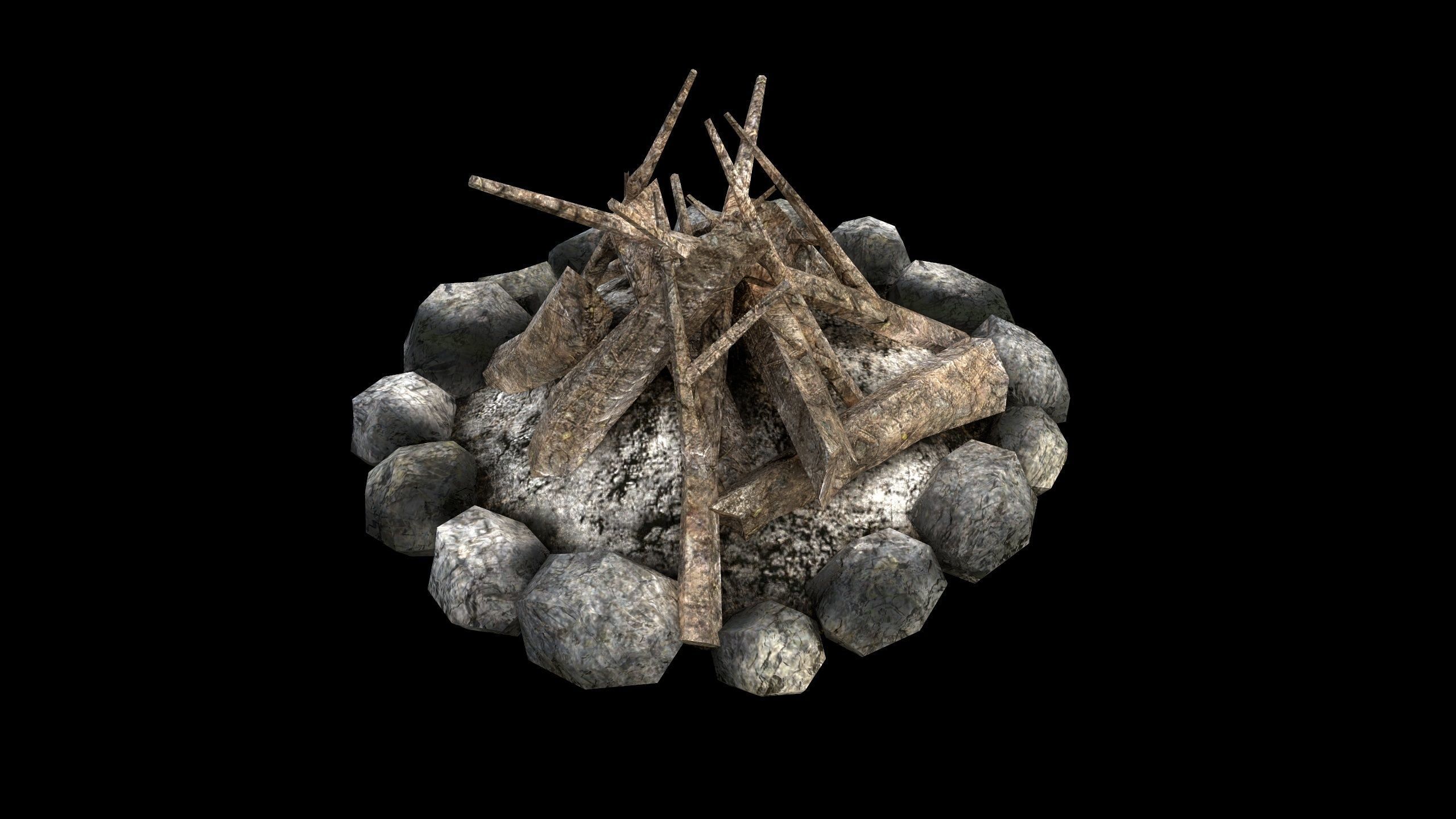 Campfire - PBR - Textured Low-poly 3D model_4